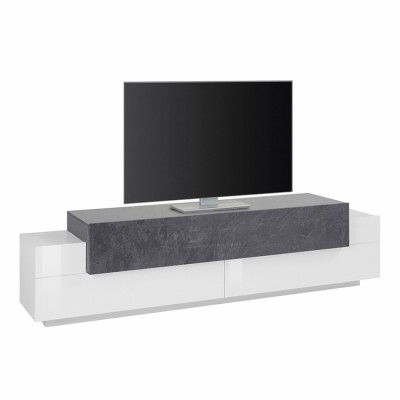 Mobile porta TV 4 vani 3 ante ribalta 200cm design moderno colore elemento base bianco lucido Made in Italy