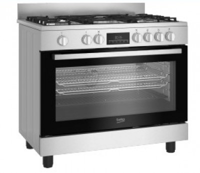 Beko BGM11226EX Cucina Libera installazione 90 x 60 cm con Coperchio 5 Fuochi Gas Forno Elettrico Finitura Inox