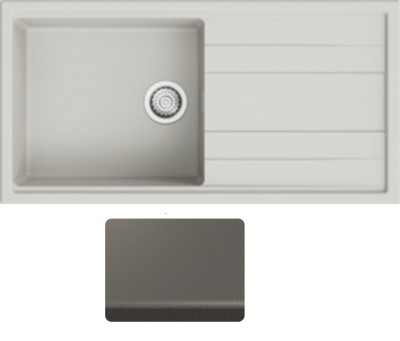Lavello da Incasso 1 Vasca con gocciolatoio Reversibile 100 x 50 cm Sopratop Granitgem Grigio Ematite CM OREGON 400202G08