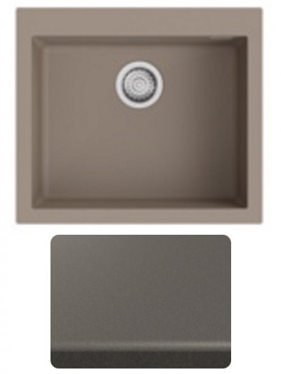 Lavello da Incasso 1 Vasca Monovasca 57 x 50 cm Sopratop con fascia miscelatore Granitgem Grigio Ematite CM NEVADA MIX 400400G08