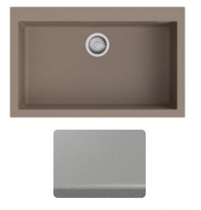 Lavello da Incasso 1 Vasca Monovasca 79 x 50 cm Sopratop con fascia miscelatore Granitgem Grigio Quarzo CM NEVADA MIX 400401G02