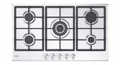 Candy Moderna CHG93WX/1  Piano Cottura da Incasso a Gas 86 cm  5 Fuochi Acciaio Inox Griglie in ghisa - 33803420