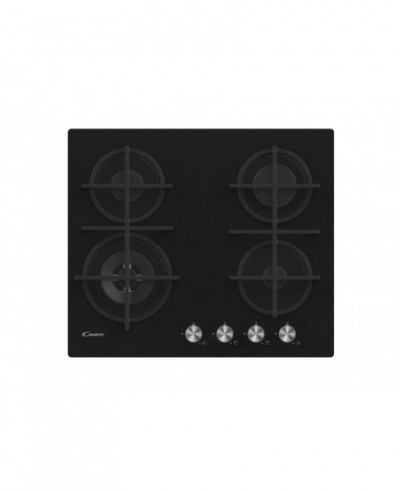 Piano Cottura da Incasso a Gas 60 cm 4 Fuochi Vetro Nero Griglie in Ghis Candy CDK6GF4WEKB