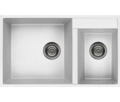 Elleci QUADRA 440 Sottotop LGQ44068BSO Lavello Due Vasche 785 x 470 Bianco Titano Granitek