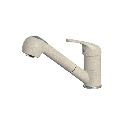 Miscelatore Cucina monocomando granito Bianco Antico con doccia estraibile a 2 getti  CROLLA 7070 GR 62 TECNOMIX