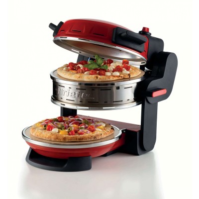 Ariete 927 Pizzeria Forno pizza doppio 2300W 2 pietre refrattarie, 2 pizze in 4 minuti, 2 termostati, Diametro 32 cm, 5 livelli di cottura, 2 pale in acciaio inox, Rosso