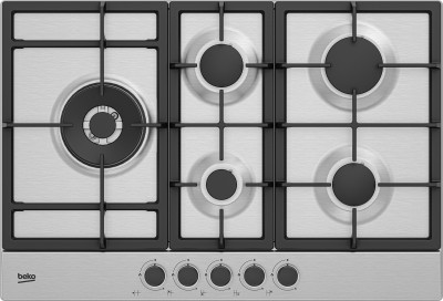 Beko HIAL75225SXE Piano Cottura da Incasso 75 cm 5 Fuochi Gas High Efficiency Acciaio Inox PractiClean Griglie in Ghisa 