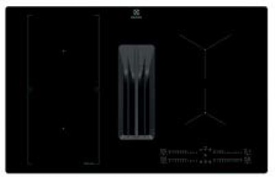 Electrolux Serie 600 KCC83480I Piano Cottura da Incasso Induzione con Cappa Integrata 80 cm 4 Zone Bridge Hob2Hood Classe A+ modalità Filtrante o Aspirante Vetroceramica Nero 