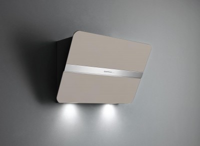 Cappa a Parete 85 cm Vetro temperato satinato Grigio con fascia centrale in acciaio inox finitura Scotch Brite FALMEC Flipper - CFPN85.E0P2#ZZZA491F