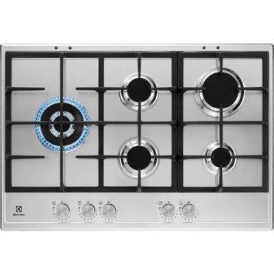 Piano Cottura da Incasso a Gas 75 cm 5 Fuochi Speed Burner Inox Griglie in Ghisa Slim Profile Electrolux KGS7566S2X
