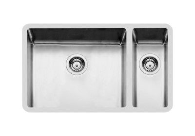 Lavello 2 Vasche Sottotop 760 x 450 mm Vasca Grande a Sinistra Acciaio Inox Finitura Spazzolato Serie KE - R15 Foster 2204 852 - 2204852