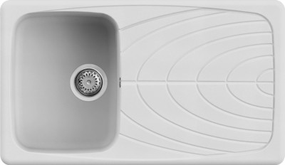 Lavello 1 vasca con gocciolatoio Reversibile Sopratop 86 x 50 cm finitura Granitek Matt Bianco 68 Master 400 Elleci LGM40068
