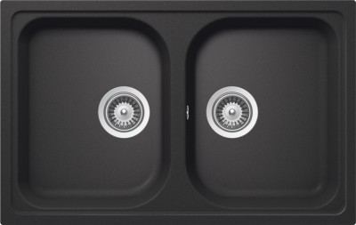 Lavello incasso 2 Vasche sopratop - sottotop 79 x 50 cm CRISTALITE Antracite LITHOS N200S SCHOCK LITN200SA51N