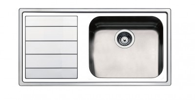 Lavello da Incasso 1 Vasca con Gocciolatoio a Sinistra Semifilo 100 x 50 cm Acciaio Inox Linear Apell LNG1001ILBC