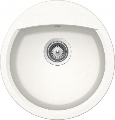 Lavello incasso 1 Vasca Circolare sopratop - sottotop 47 x 49  cm CRISTALITE Bianco Assoluto NEMO R100 SCHOCK NEMR100001