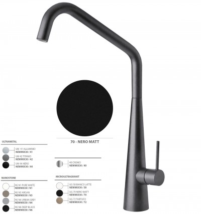 Plados NEWMIX30-70 Miscelatore cucina monocomando con canna tubolare a due pieghe BLACK MATT