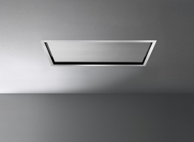 Cappa Isola a Soffitto 90 cm Acciaio con finitura Scotch Brite Vetro satinato extra chiaro serigrafato FALMEC Nube - CNBI90.E2P2#ZZZI400F - Senza Motore 