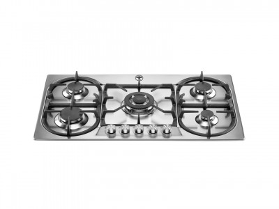 La Germania P9101D9X/19 Piano Cottura da Incasso 90 cm 5 Fuochi Gas Acciaio Inox Griglie in Ghisa