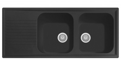 Plados PL1162-70 Lavello 2 vasche con gocciolatoio Serie Atlantic 116-20 finitura 70 ULTRAGRANIT BLACK MATT