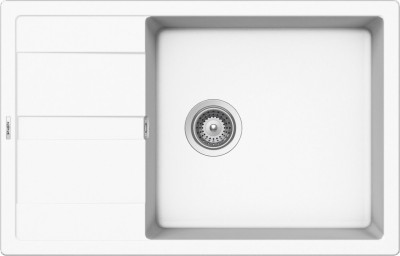 Lavello incasso 1 Vasca con Gocciolatoio Reversibile sopratop - sottotop 78 x 50 cm CRISTALITE Bianco Assoluto PRIMUS D100XS SCHOCK PRID100SAP01