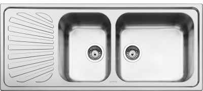 Lavello 2 Vasche con Gocciolatoio Inox SMEG SG116S