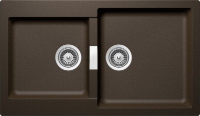 Lavello incasso 2 vasche Reversibile sopratop - sottotop 86 x 50 cm Cristadur Premium Bronze SIGNUS N200 SCHOCK SIGN200A87