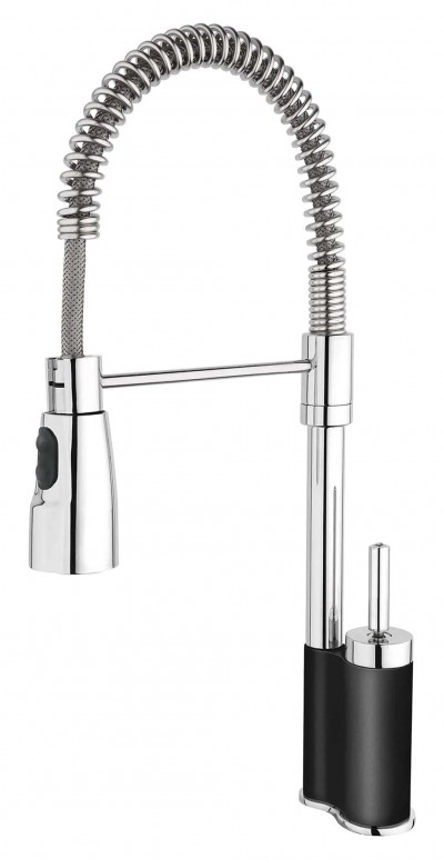 Plados SPRINGP40-70 Miscelatore monocomando Nero Matt con doccetta sganciabile a doppio getto e attacco doccia automatico SPRINGP40 UG 70 NERO MATT