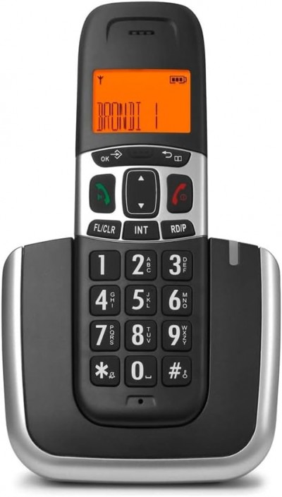 Telefono Cordless Brondi Bravo Platinum Ampio Display con Grandi Numeri Nero