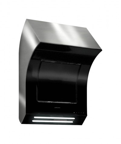 Cappa a Parete 65 cm Acciaio inox Spazzolato e vetro temperato nero Galvamet THEOREMA 65 NERA 0ETHR065F692