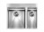 Lavello da Incasso 2 Vasche 63 x 50 cm Slim Acciaio Inox Satinato con Vasca grande a Sinistra e Fascia Miscelatore FILORAGGIATO MIX CM 012045.S2.01.2033 - 012045SCSSP