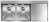 Lavello da Incasso 2 Vasche con gocciolatoio a Destra 116 x 50 cm Slim Acciaio Inox satinato con fascia miscelatore FILOQUADRA MIX 012963.S2.01.2033 - 012963SCSSP
