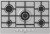 Piano Cottura da Incasso a Gas 75 cm 5 Fuochi Griglie in piattina finitura Acciaio Inox SILVER PC75 SCHOCK STS855IX