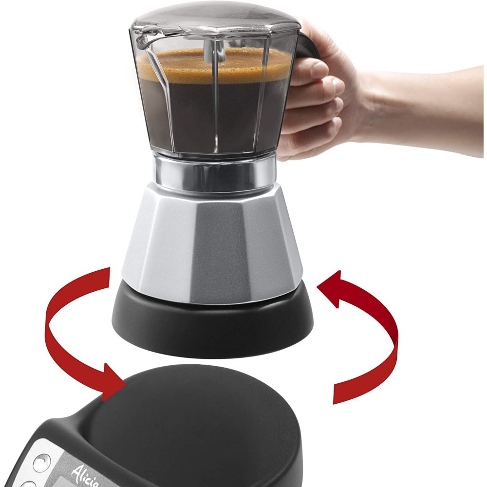 Caffettiera elettrica Moka 1 o 2 Tazze Caffè Macinato in Polvere Funzione  Orzo e Aroma con Timer De Longhi Alicia PLUS EMKP 21.B
