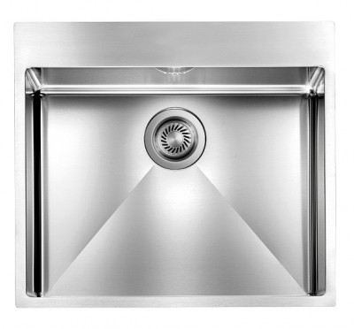 Lavello da Incasso Monovasaca 57 x 50 cm Slim Acciaio Inox Satinato con Fascia Miscelatore FILORAGGIATO MIX CM 012044.X1.01.2018 - 012044XCSSP