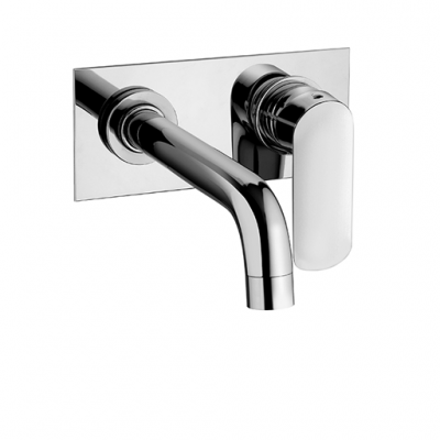 Miscelatore lavabo a muro con piastra Cromo serie Nove Paini 09CR208P