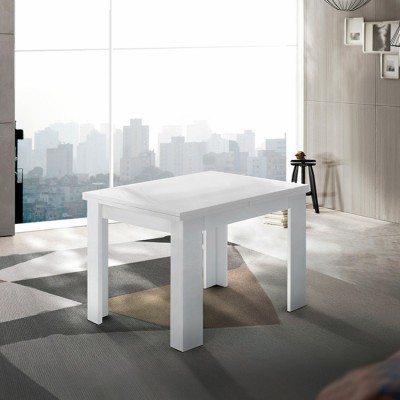 Tavolo da pranzo bianco tavolino allungabile a libro 90-180x90cm Colore bianco lucido Made in Italy