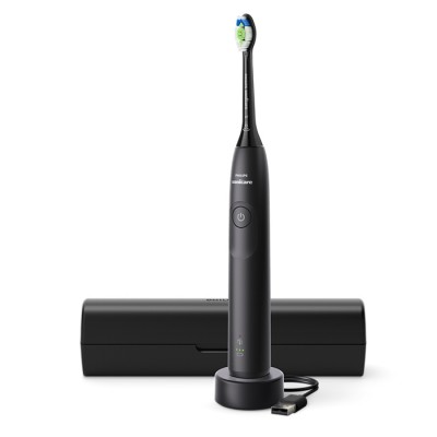 Philips Series Sonicare spazzolino elettrico sonico con base di ricarica e custodia, 2 livelli di intensità, sensore di pressione colore nero HX7101/02 Philips