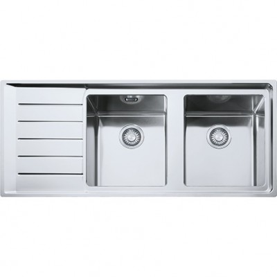 Lavello da Incasso 2 Vasche con Gocciolatoio a Sinistra Inox Neptun Plus NPX 621 1160 x 510 Franke 101.0068.381 - 85863367