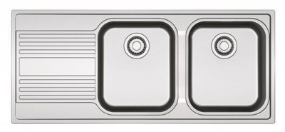 Lavello da Incasso 2 Vasche  con Gocciolatoio a Sinistra Inox Rapid RPX 621 Franke 101.0358.154