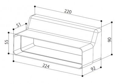 Raccordo riduzione rettangolare a 60 mm per Galileo Faber 112.0557.017