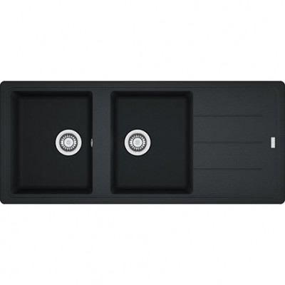 Lavello da Incasso Fragranite 2 Vasche con Gocciolatoio Reversibile 116 x 50 Boston Nero Franke  BFG 621 - 114.0276.591 - 9899993