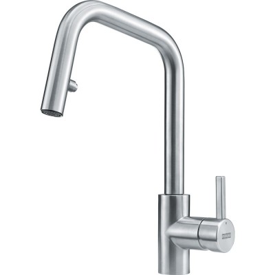 Miscelatore da Incasso Monocomando Cucina Canna girevole e Doccetta orientabile doppio getto Inox satinato Franke Kubus Doccia 115.0529.207