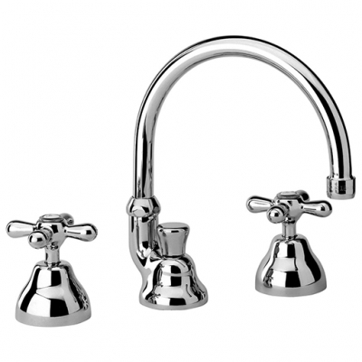 Batteria lavabo 3 fori con bocca orientabile, scarico automatico 1”1/4 Cromo serie Liberty Paini 17CR214