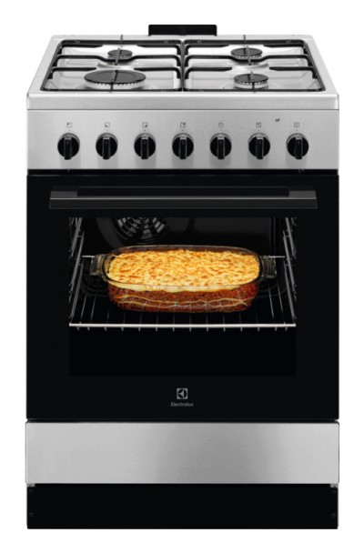 Electrolux LKK620010X Cucina a libera installazione 60 x 60 cm piano a gas 4 Fuochi e forno elettrico Multifunzione Classe A Acciaio inox