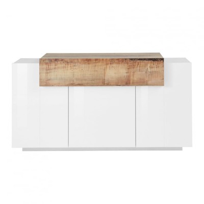 Credenza madia 3 ante battente 1 vano ribalta design bianco legno Made in Italy