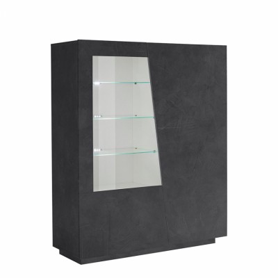 Credenza moderna con vetrina libreria 120x43 cm design ardesia Made in Italy