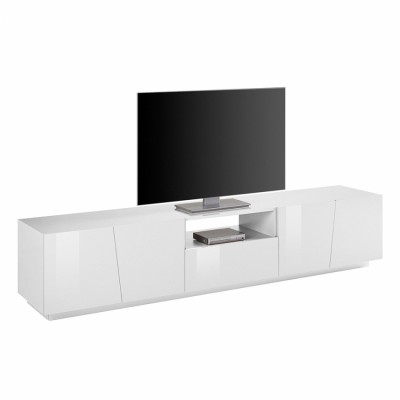 Mobile porta TV design 4 ante vano cassetto scorrevole Colore bianco lucido Made in Italy