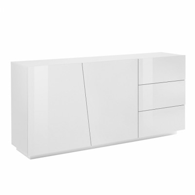 Credenza cassettiera 180cm design moderno 2 ante 3 cassetti scorrevoli Colore bianco con finitura lucida Made in Italy