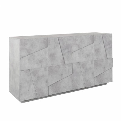 Credenza soggiorno madia 4 ante 2 vani con mensole moderno colore cemento Made in Italy