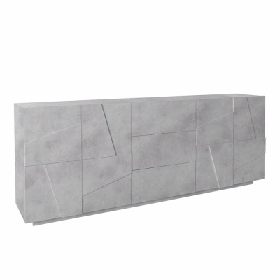Credenza mobile soggiorno design 4 ante 3 cassetti 220cm colore grigio cemento Made in Italy